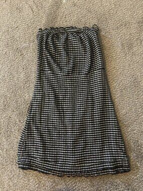 Black and White Gingham Tube Mini Dress